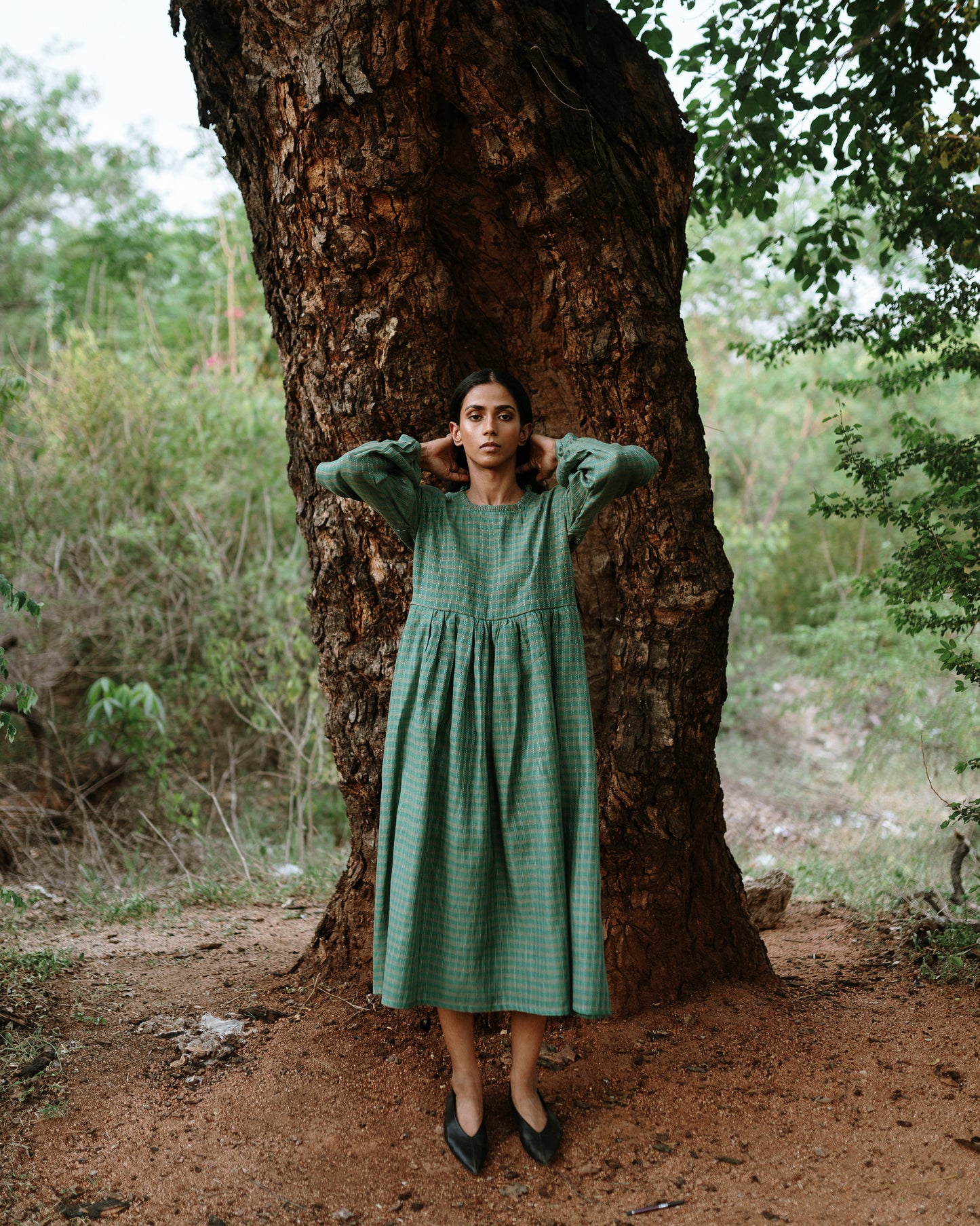 Valley Long Sleeve Mulberry Silk Cotton Dress