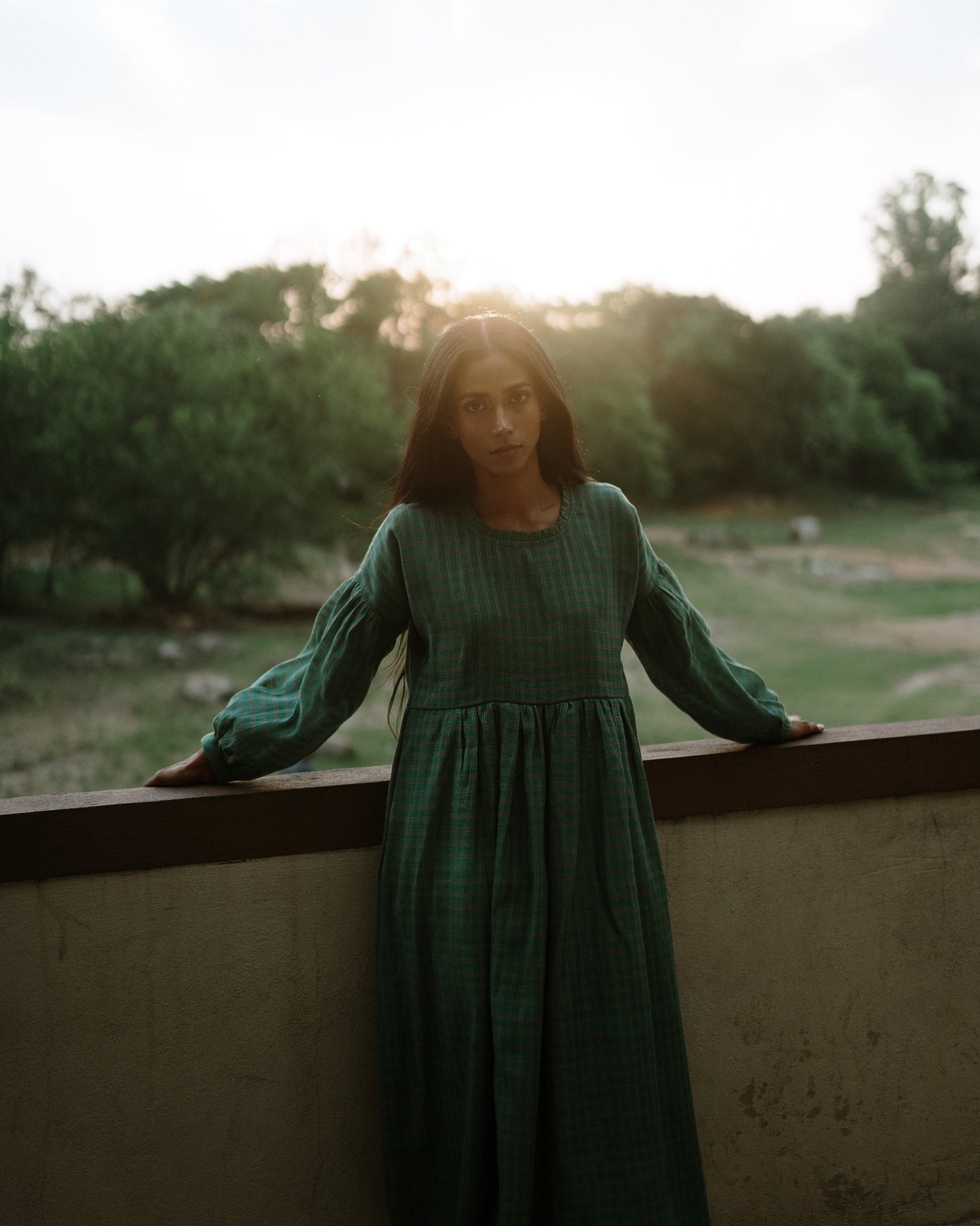 Valley Long Sleeve Mulberry Silk Cotton Dress